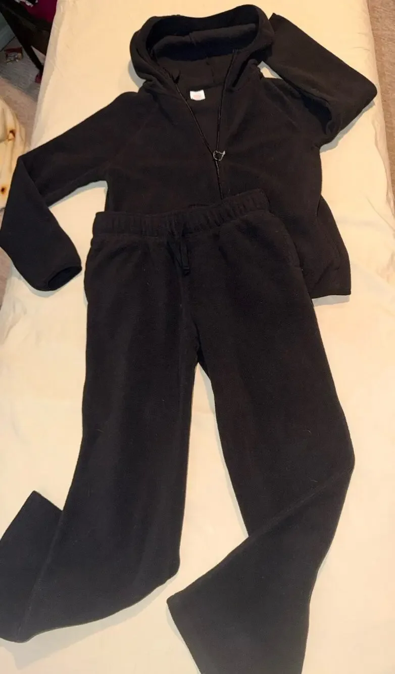 Girls 2 Pc Outfit Jacket And Wide Leg Joggers Black Size 10/12